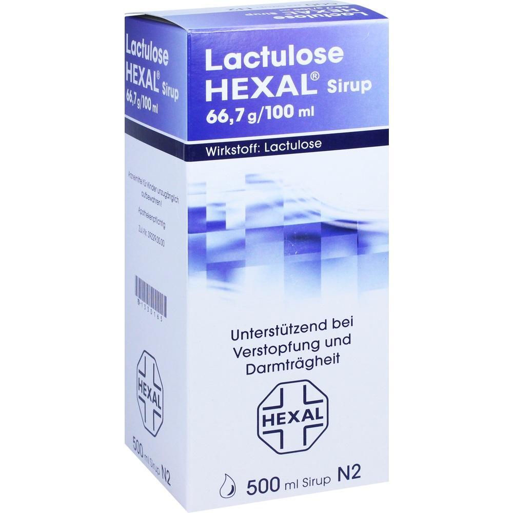 Eine Packung Lactulose Sirup, die bei Verstopfung hilft.