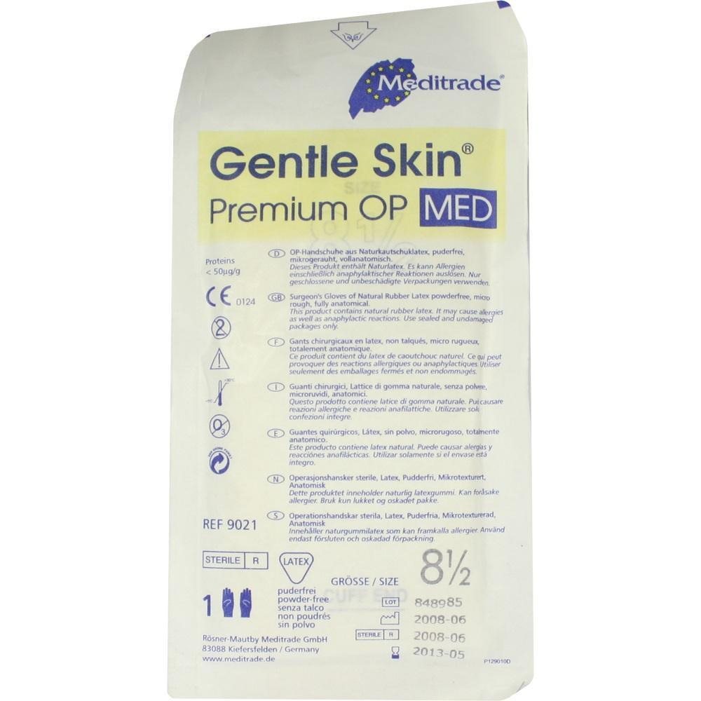 Verpackung einer Latex-Operationshandschuhe von Meditrade mit Größe 8 1/2.