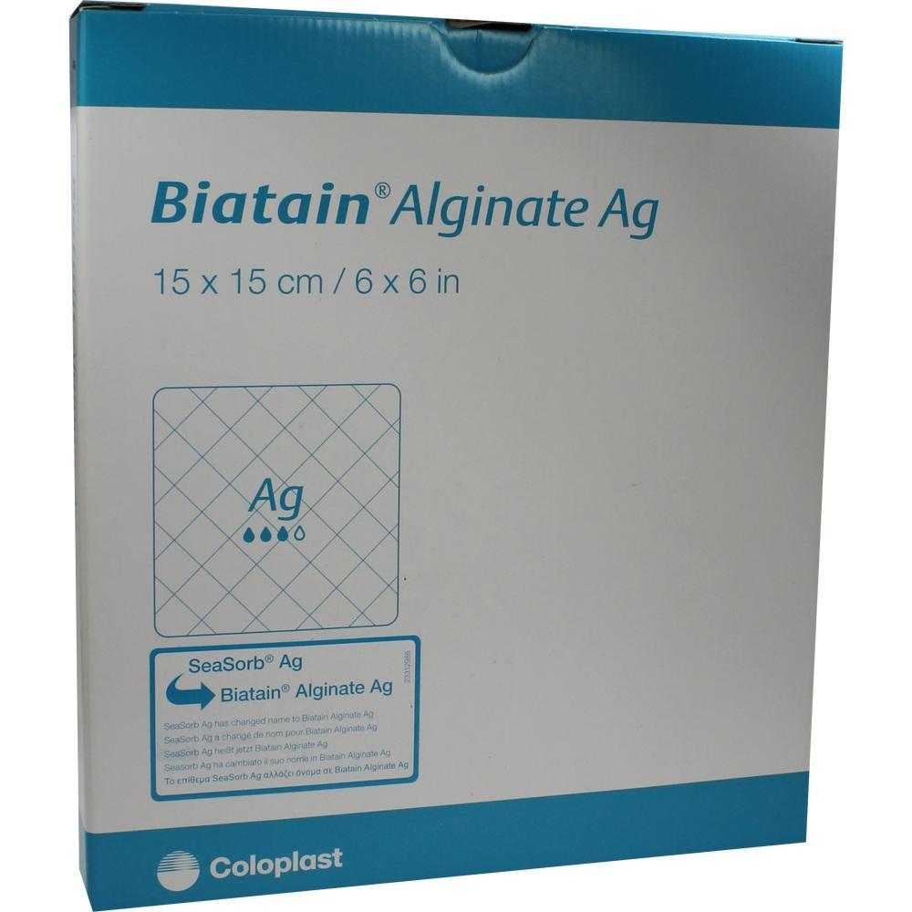 Eine Packung mit Verbandsmaterial namens Biatain Alginate Ag.