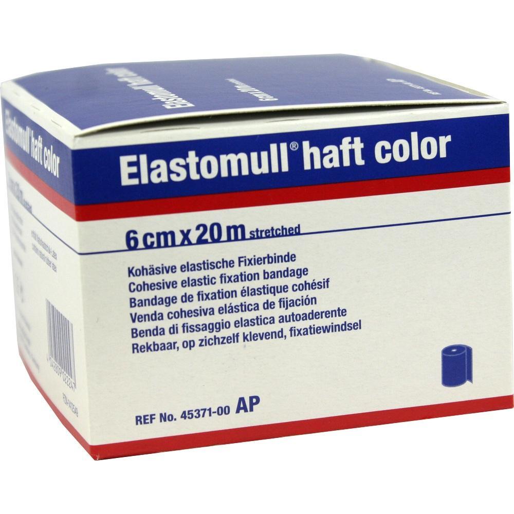 Eine Packung mit einem elastischen Verband, Elastomull haft color, 6 cm x 20 m.