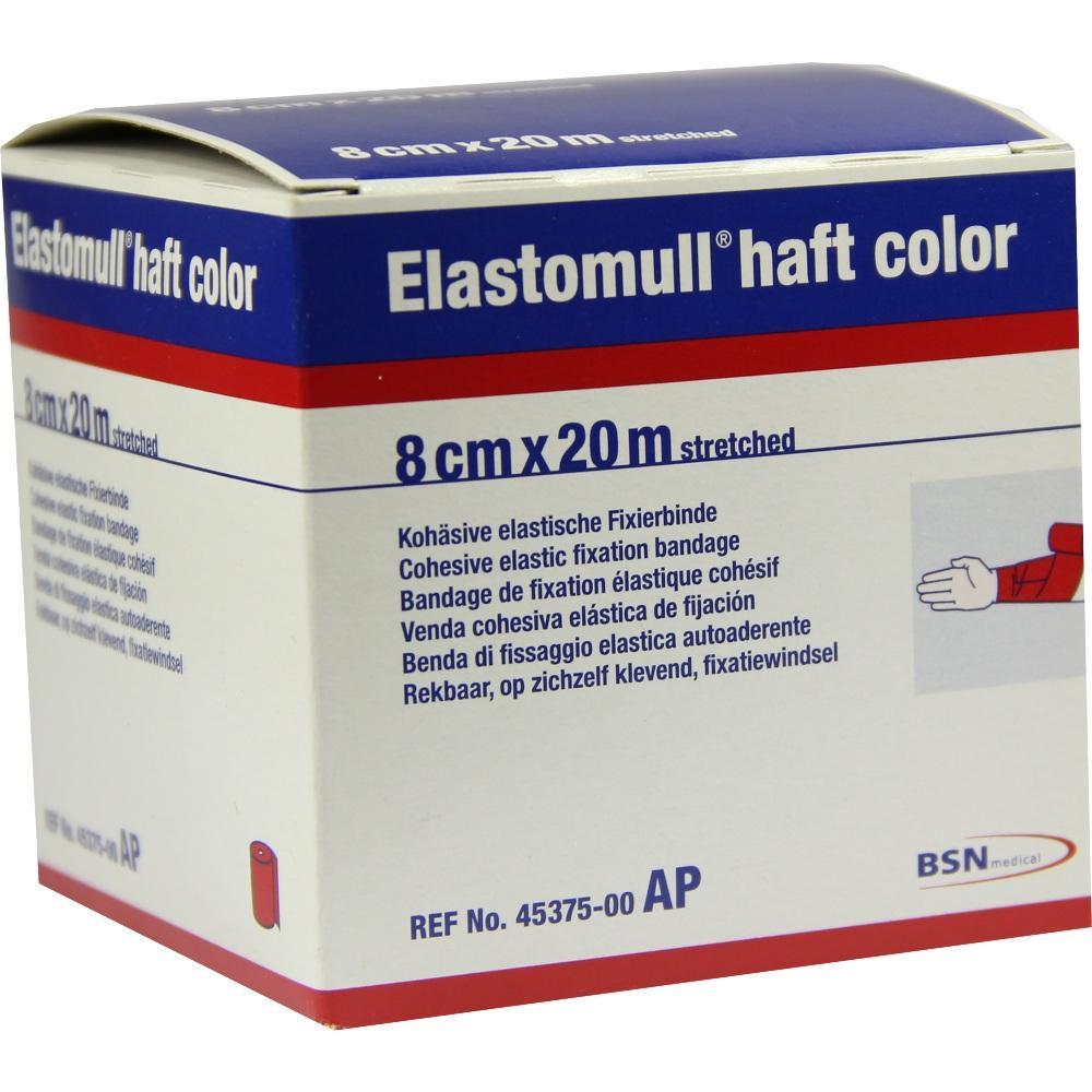 Weiße Verpackung mit elastischer Fixierbinde, 8 cm x 20 m, von Elastomull.