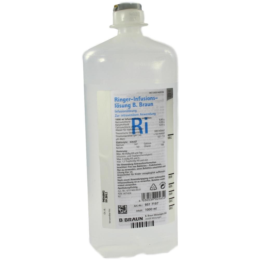 Eine Flasche mit Ringer-Infusionslösung von B. Braun.
