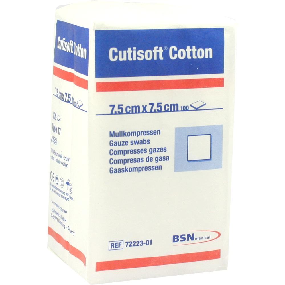 Eine Packung Mullkompressen mit der Aufschrift "Cutisoft Cotton".