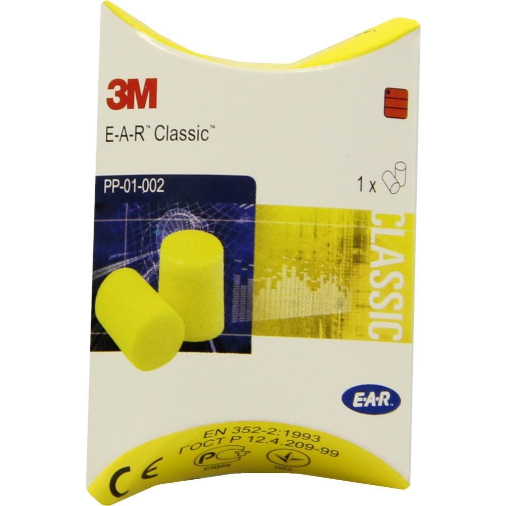 Gelbe Ohrstöpsel von 3M in einer weißen Verpackung.