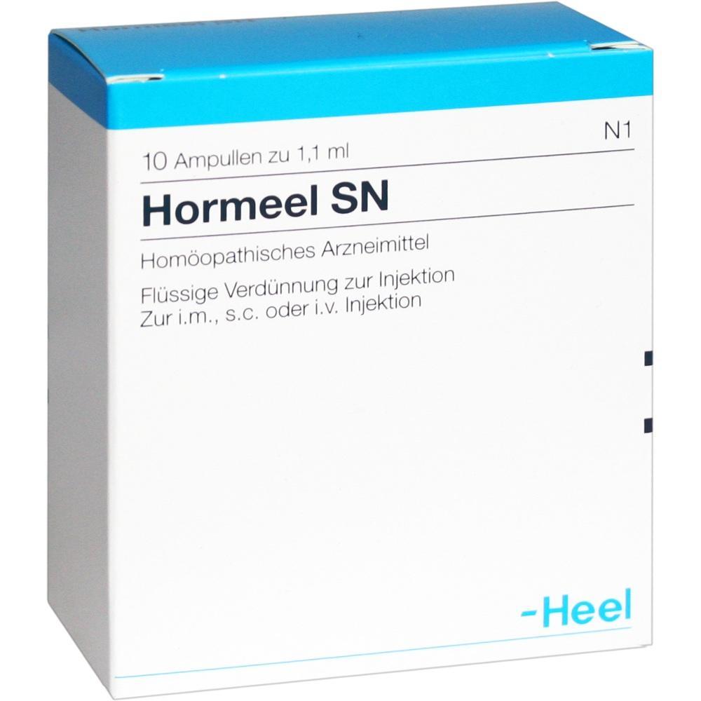 Eine Schachtel mit homöopathischem Arzneimittel namens Hormeel SN zur Injektion.