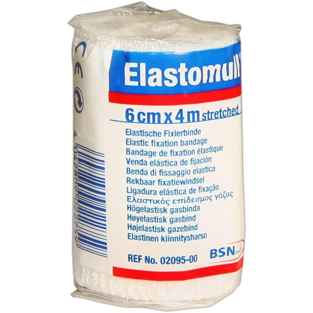 Eine elastische Fixierbinde in Plastikverpackung ist zu sehen.