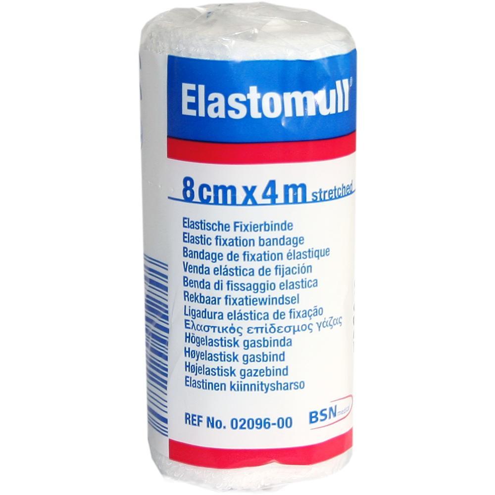 Eine elastische Fixierbinde der Marke Elastomull ist zu sehen.