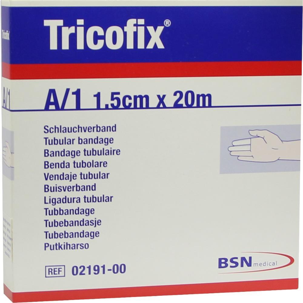 Weiße Verpackung eines Schlauchverbands mit Text in mehreren Sprachen.