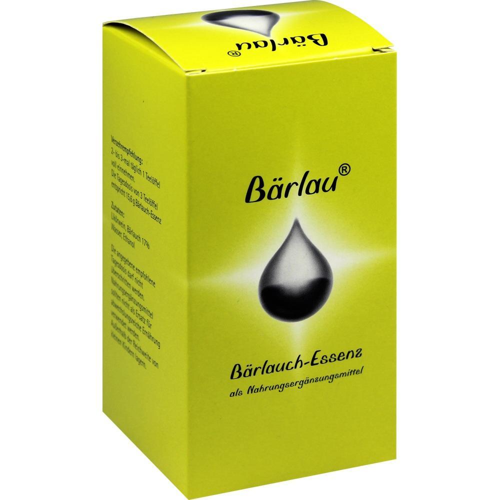 Gelbe Verpackung mit einem Bild eines Tropfens und der Aufschrift "Bärlauch-Essenz".