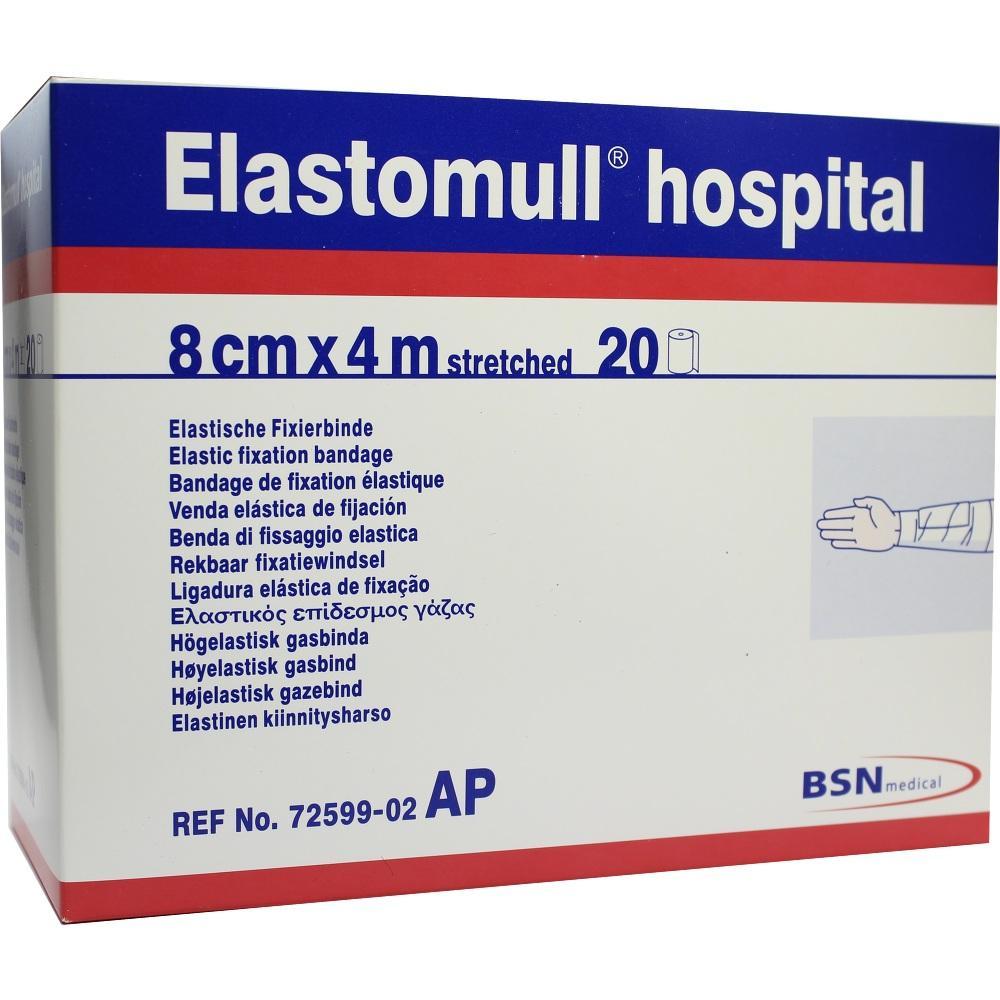 Verpackung einer elastischen Fixierbinde mit der Aufschrift "Elastomull hospital".