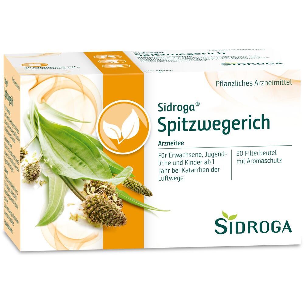 Teepackung von Sidroga mit Spitzwegerich für Atemwegserkrankungen.