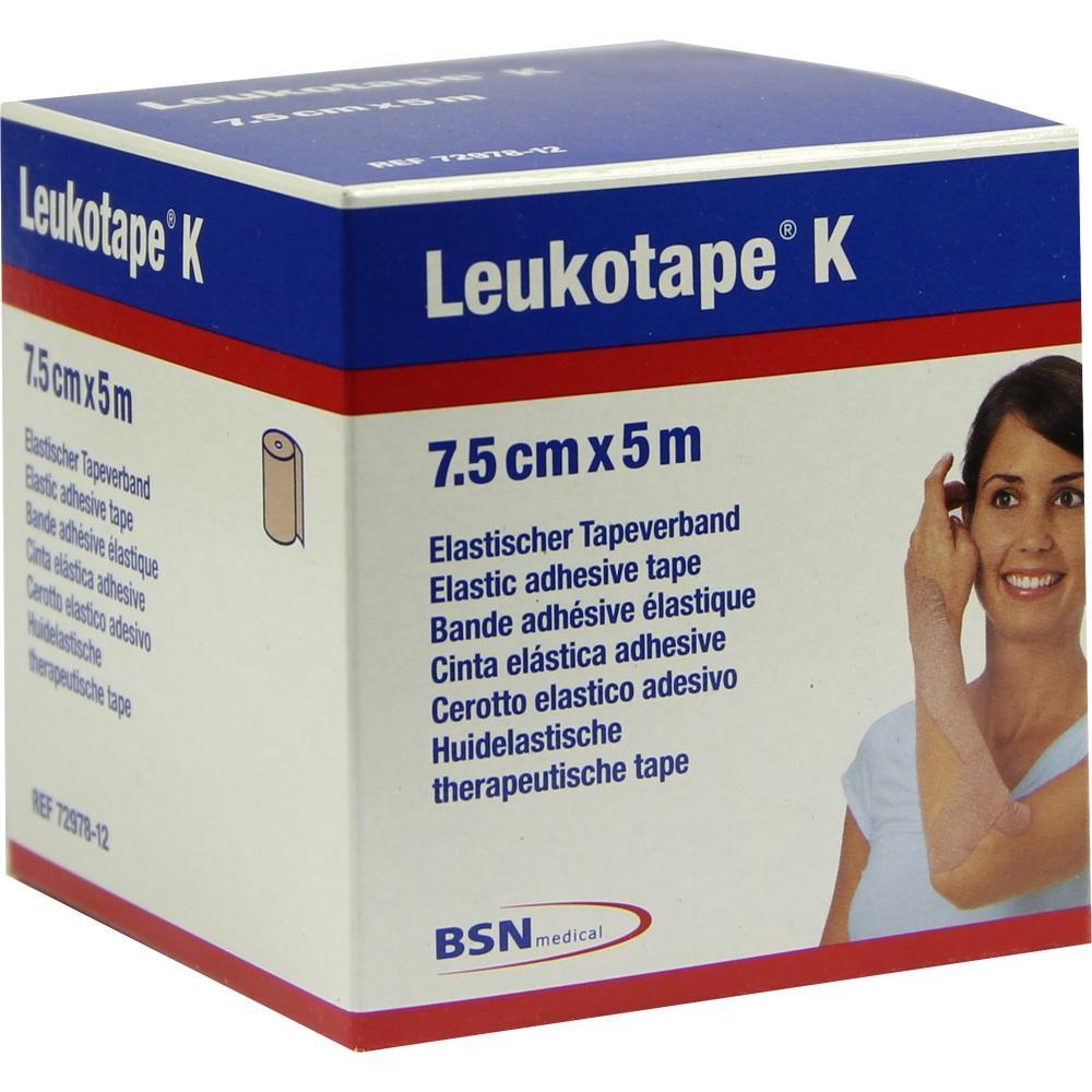 Eine Packung Leukotape K mit elastischem Klebeband, 7,5 cm x 5 m.