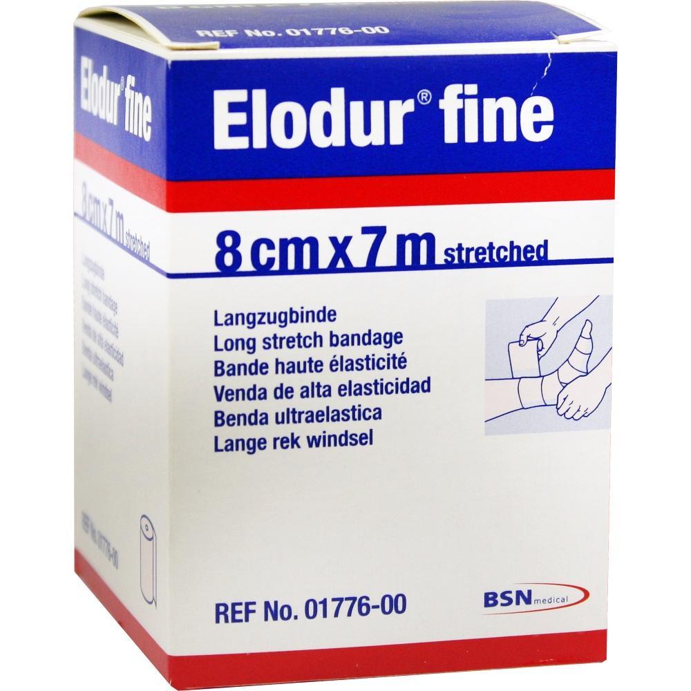 Eine blaue und weiße Schachtel mit einer elastischen Bandage.