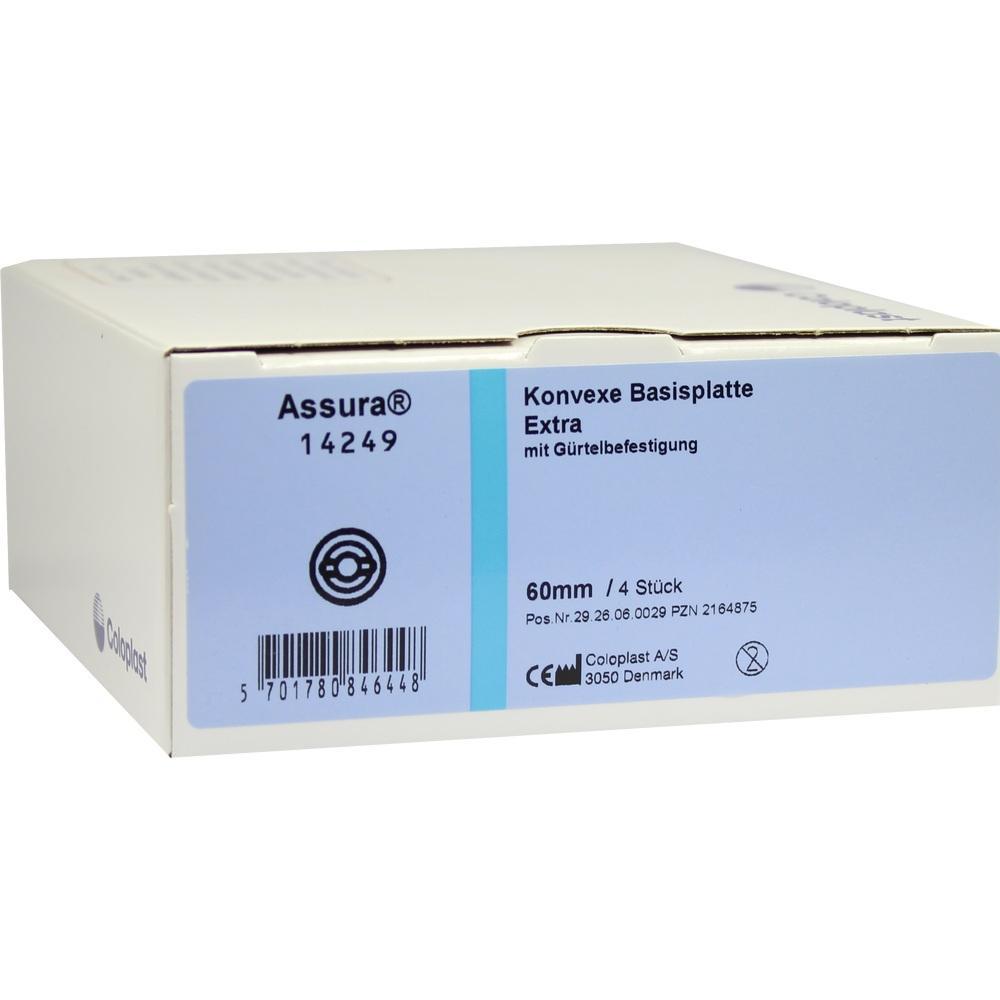 Eine rechteckige Schachtel mit medizinischem Produkt von Coloplast mit Beschriftung „Assura 14249“.