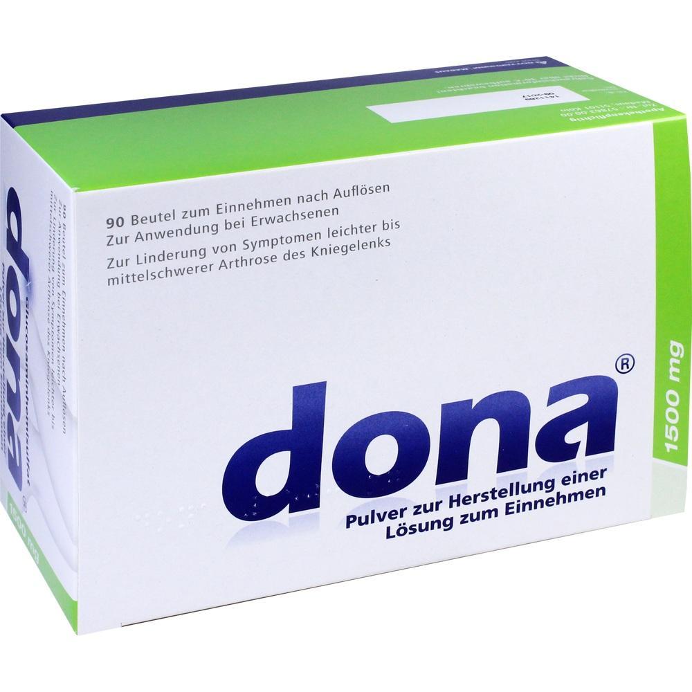 Die Verpackung zeigt ein Medikament namens "dona" gegen Kniearthrose.