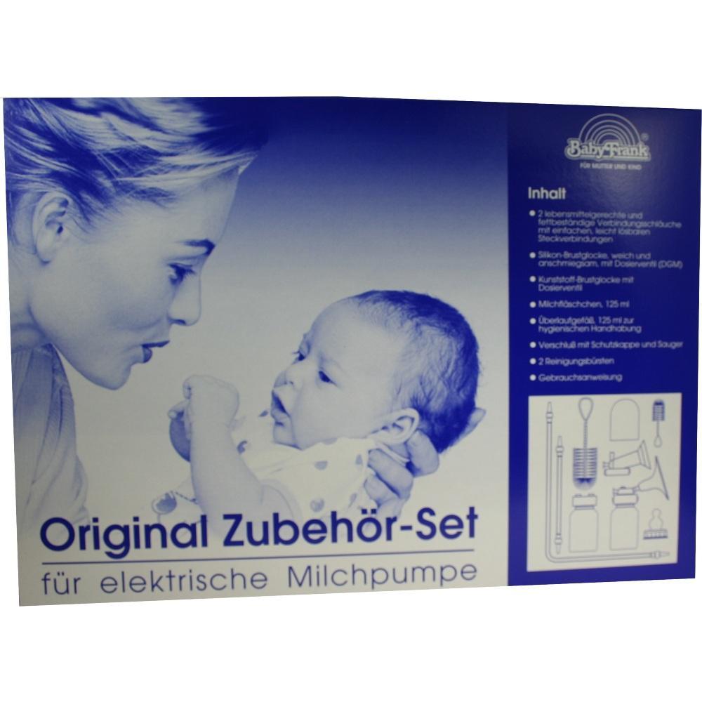Eine Frau schaut ein Baby an, daneben steht "Original Zubeh&ouml;r-Set f&uuml;r elektrische Milchpumpe".