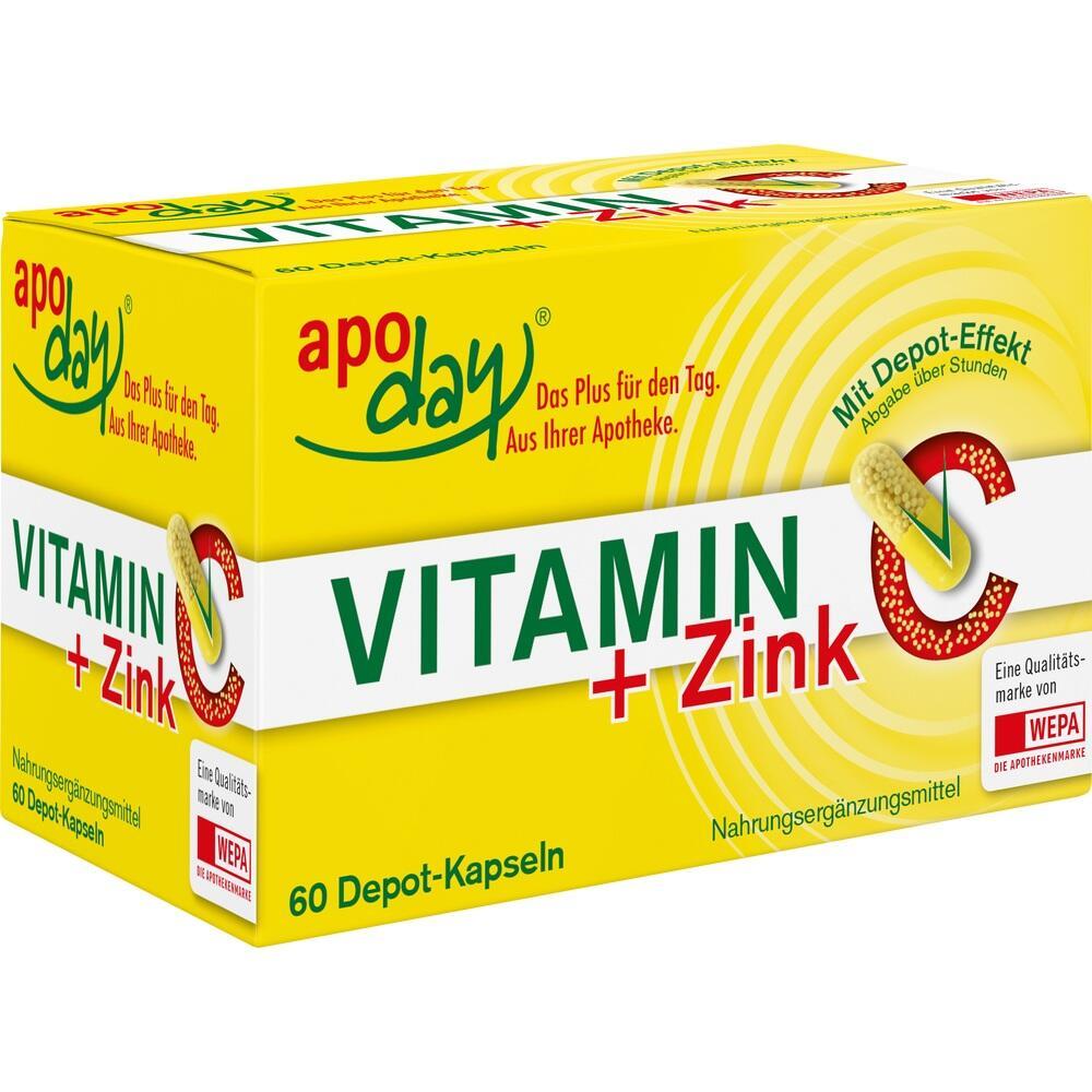 Gelbe Verpackung von Vitamin- und Zink-Nahrungsergänzungskapseln.