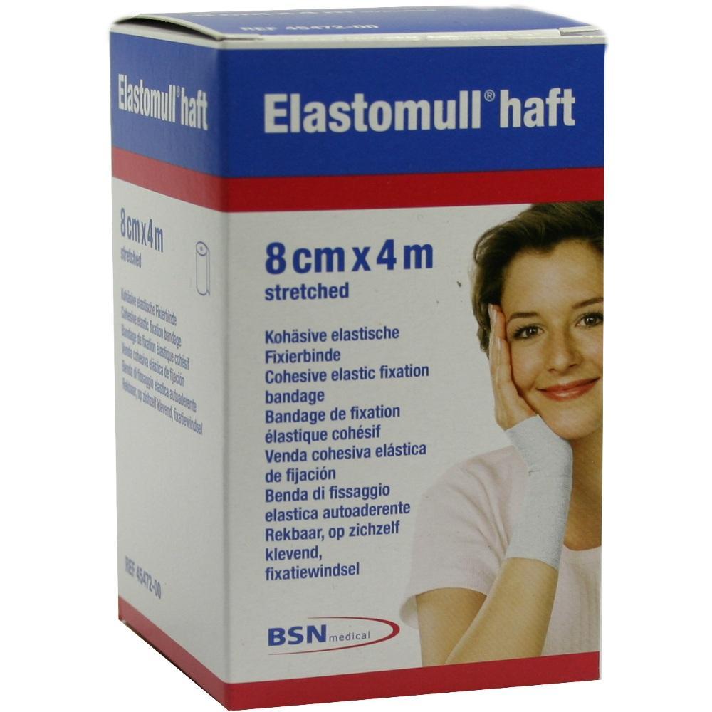 Eine Verpackung für eine elastische Fixierbinde mit einer lächelnden Frau darauf.