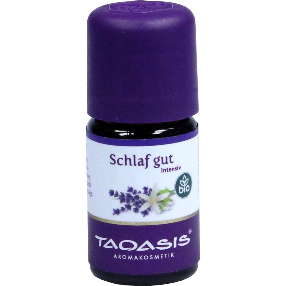Kleines lila Fläschchen mit Aufschrift "Schlaf gut" und Lavendelbild.