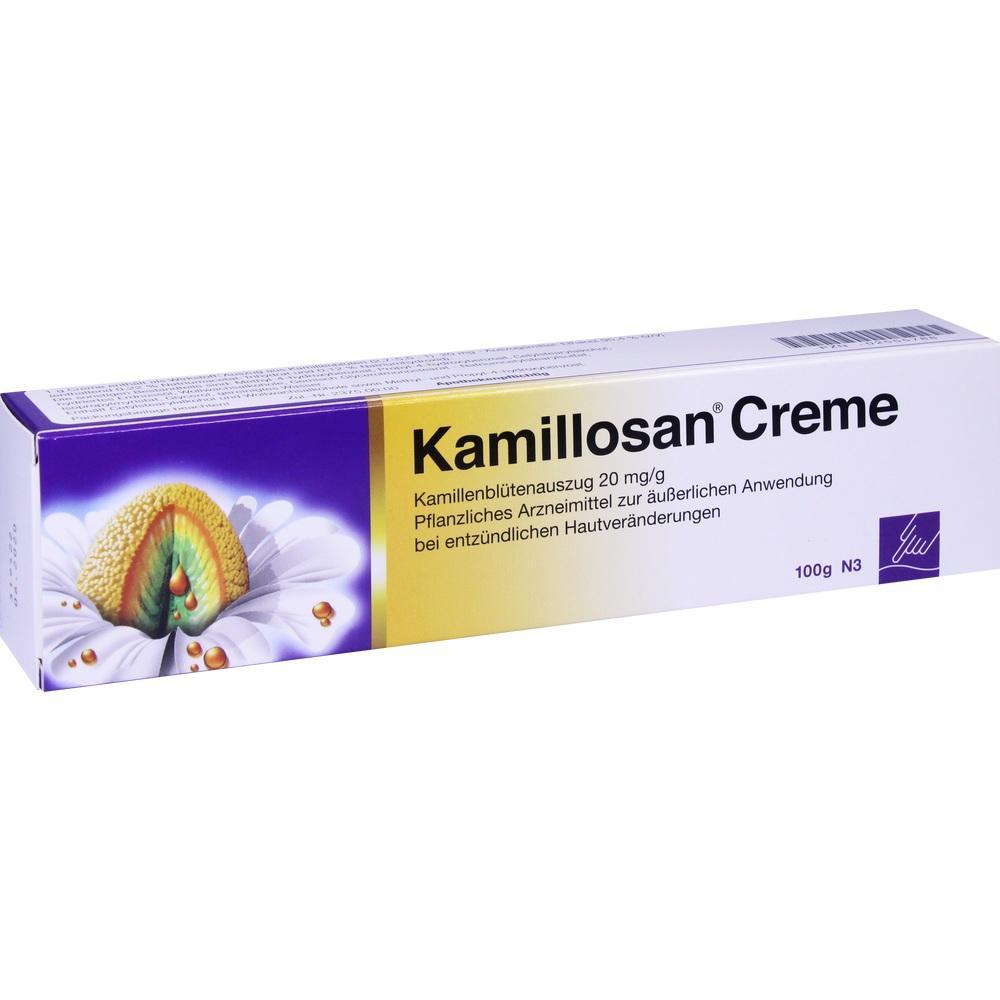 Packung Kamillosan Creme zur Behandlung entzündlicher Haut.