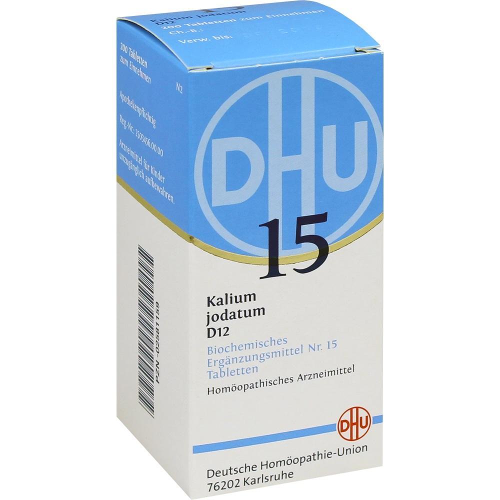 Schachtel mit homöopathischen Tabletten von DHU, Kalium jodatum D12.
