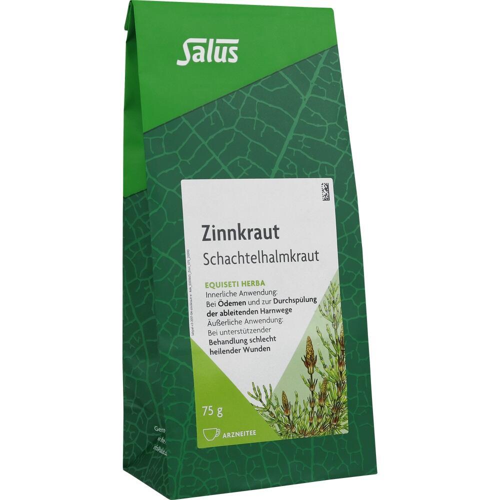 Grüne Packung mit Zinnkraut-Tee von Salus zur inneren und äußeren Anwendung.