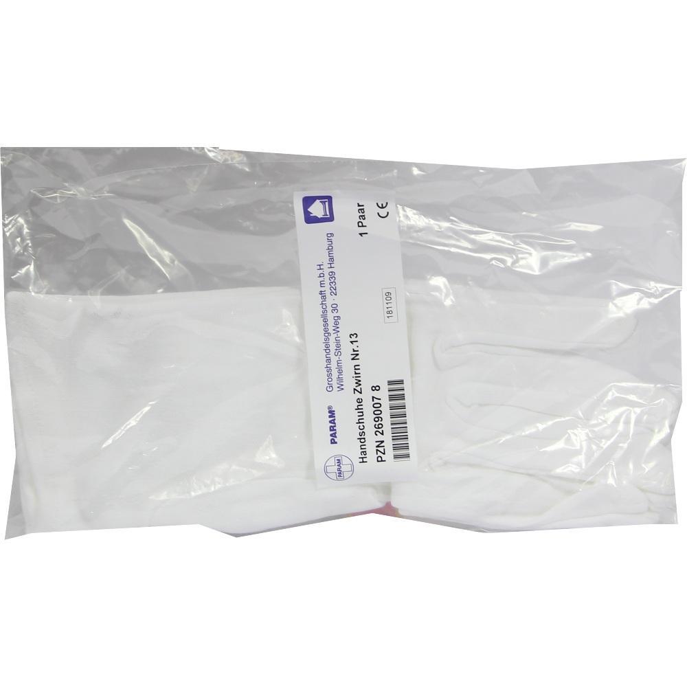 Eine Packung mit einem Paar weißen Handschuhen in einer durchsichtigen Plastikverpackung.