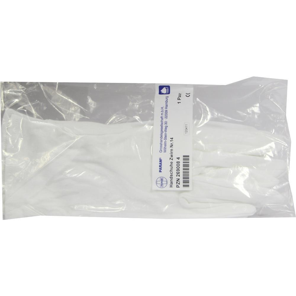 Ein weißes Paar Handschuhe in einer durchsichtigen Verpackung.