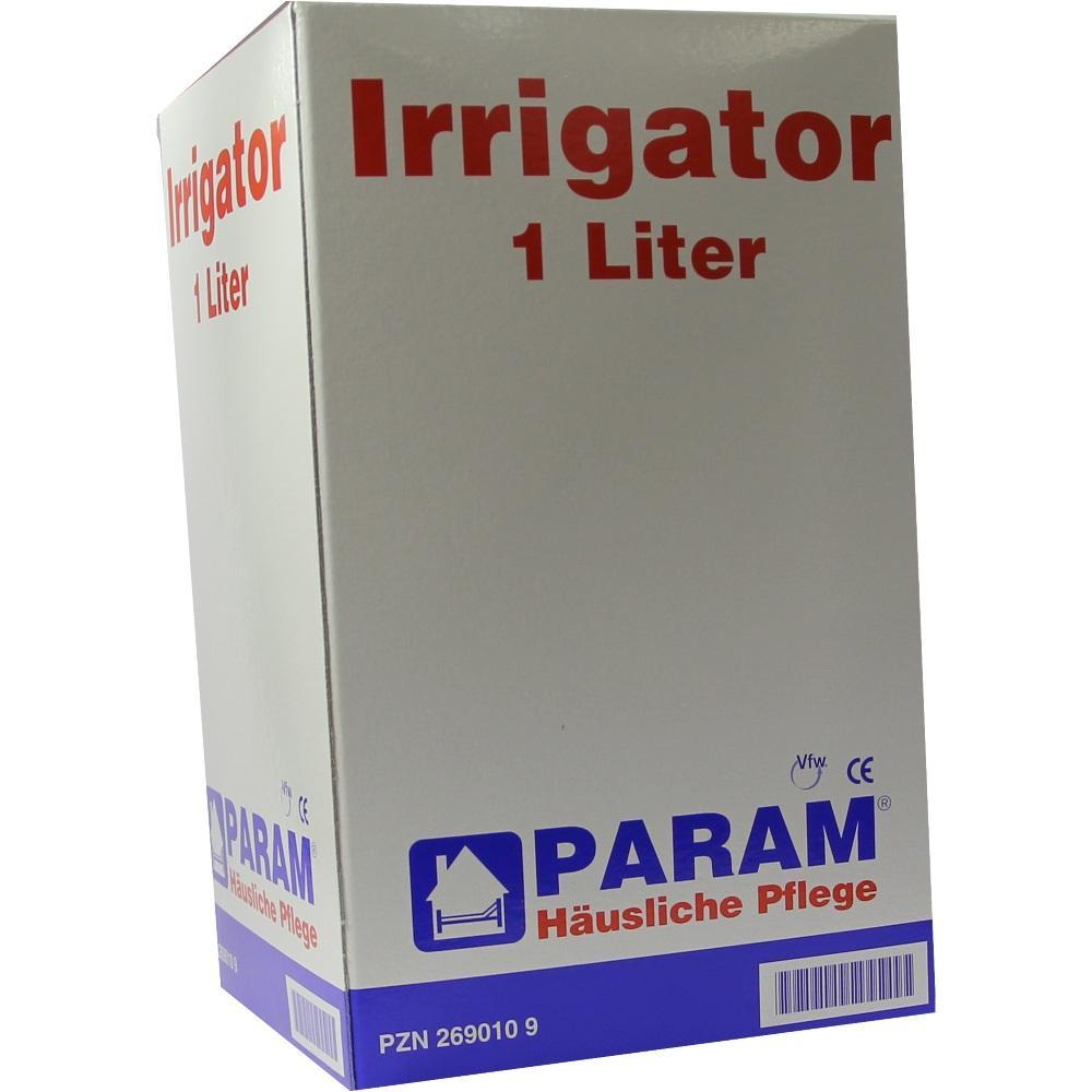 Verpackung eines 1-Liter Irigators der Marke PARAM für häusliche Pflege.