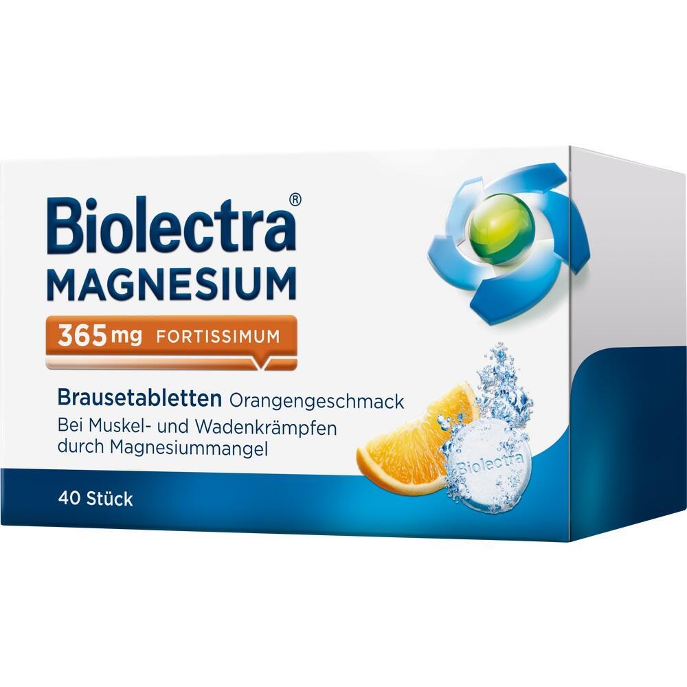 Packung mit Magnesium-Brausetabletten, Orangengeschmack, gegen Muskelkrämpfe.