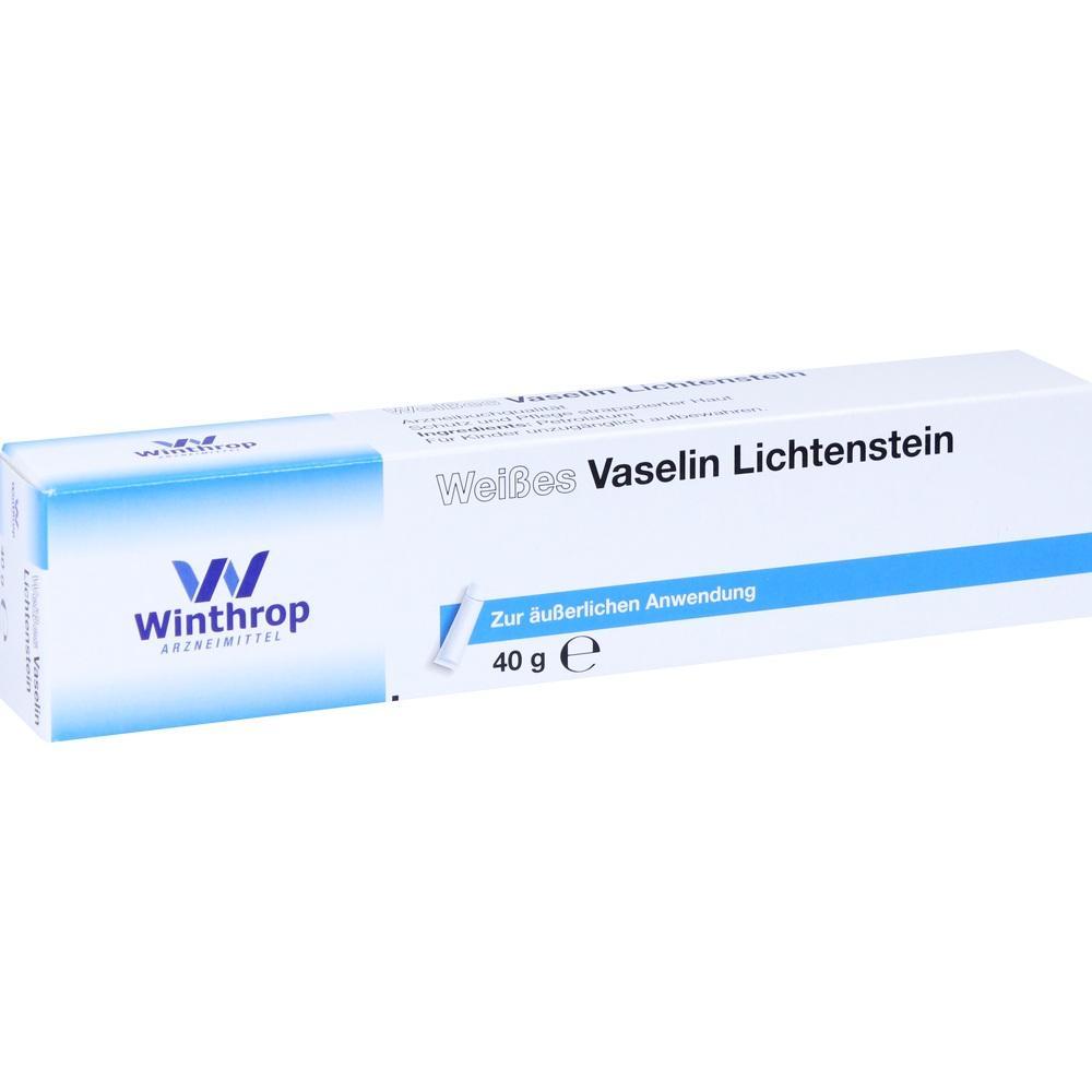 Eine weiße Verpackung mit der Aufschrift "Weißes Vaselin Lichtenstein".