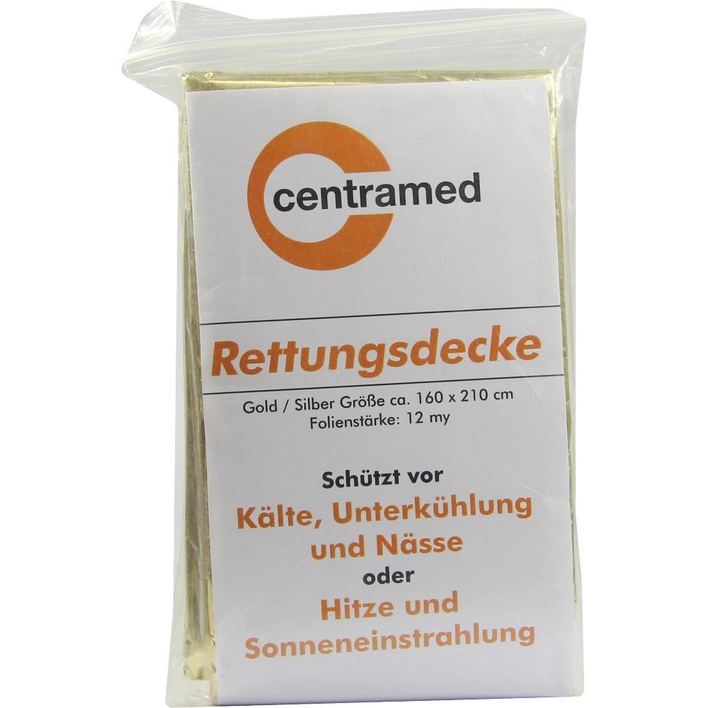 Verpackte Rettungsdecke schützt vor Kälte, Hitze und Nässe.