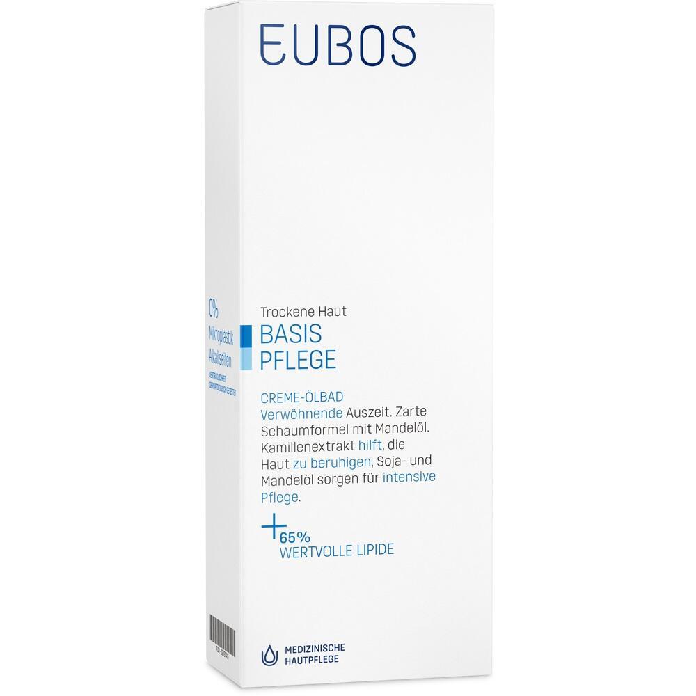 Wei&szlig;e Verpackung f&uuml;r Basis-Pflegecreme von EUBOS f&uuml;r trockene Haut.