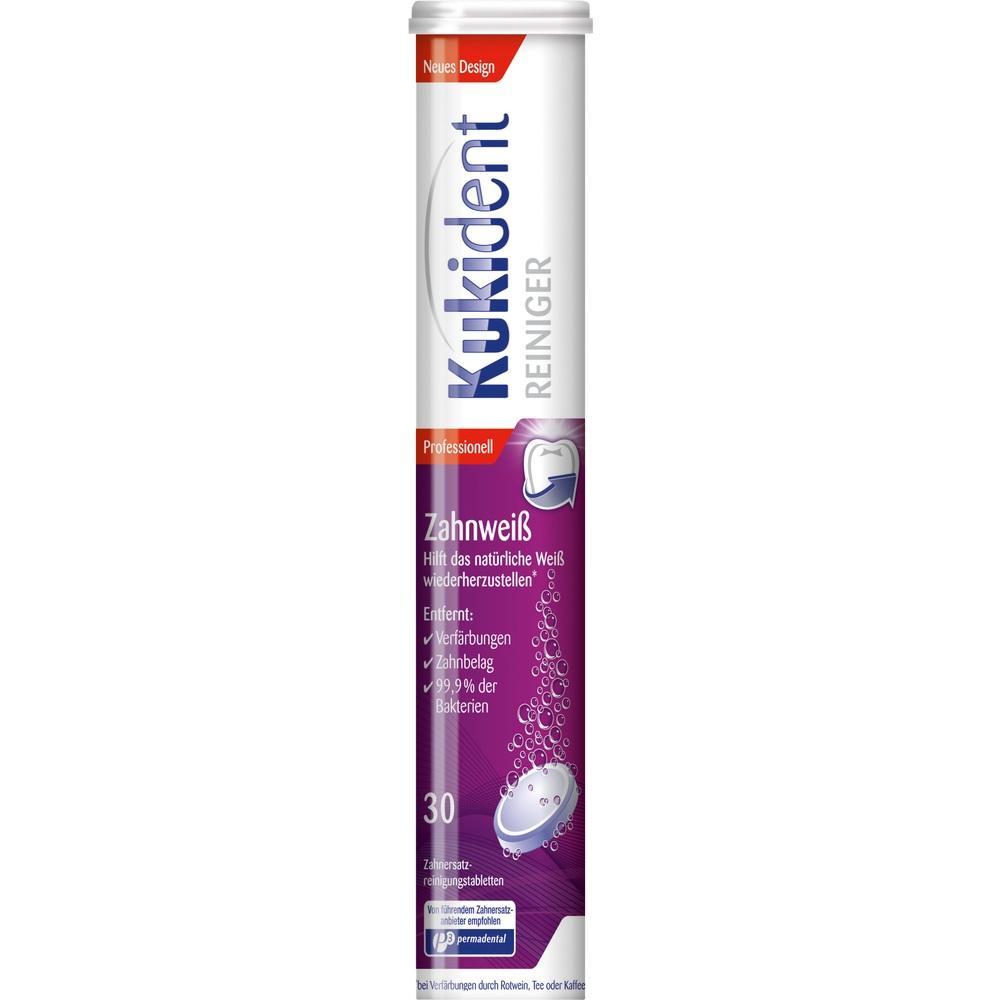 Eine Packung Kukident Reiniger für Zahnprothesen mit 30 Tabletten.
