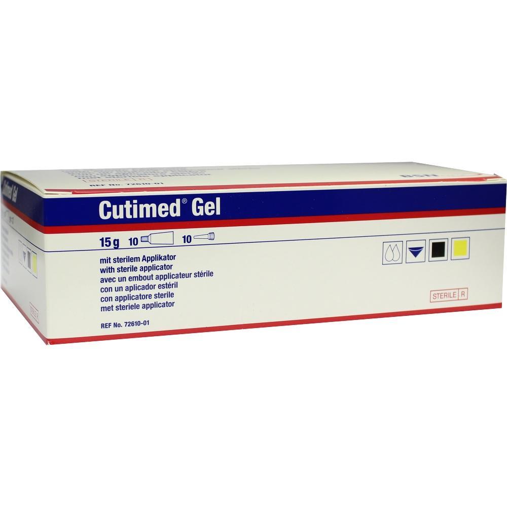 Eine weiße Schachtel mit der Aufschrift "Cutimed Gel" ist abgebildet.