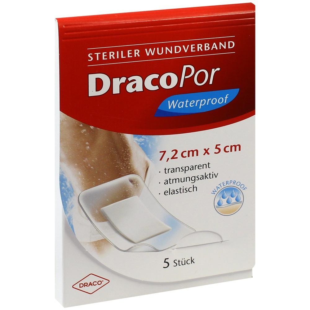 Die Verpackung zeigt wasserdichte, elastische Wundverbände von DracoPor.