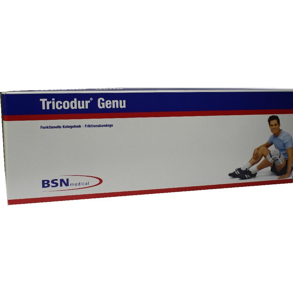 Eine Kniebandage-Verpackung mit einem lächelnden Mann, der die Bandage trägt.