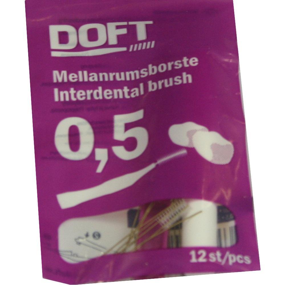 Lila Packung mit Interdentalbürsten der Größe 0,5 von der Marke DOFT.