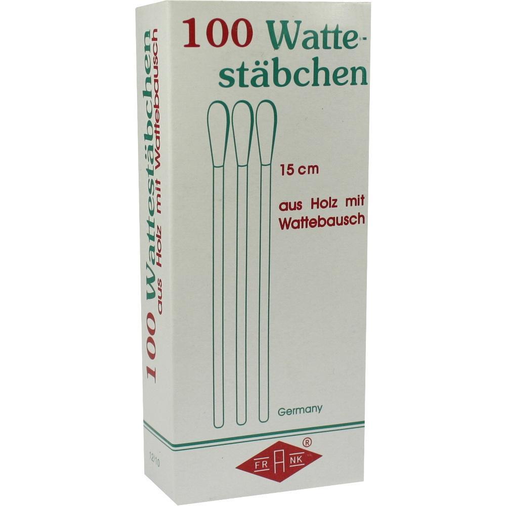 Eine Verpackung mit 100 Wattestäbchen aus Holz und Wattebausch.