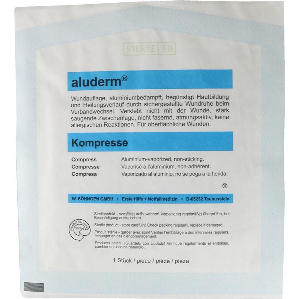 Verpackung einer sterilen, nicht klebenden Wundkompresse aus Aluminium.