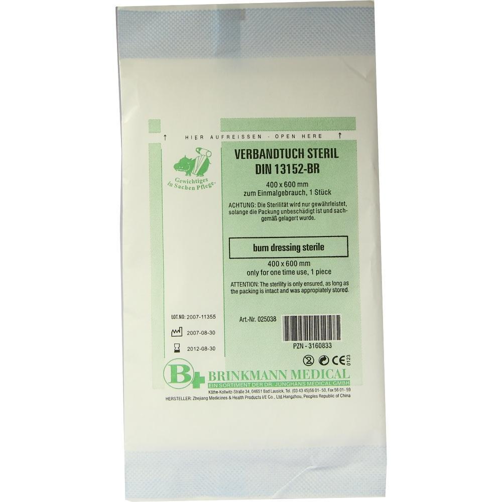 Verpackung für ein steriles Verbandtuch, 400 x 600 mm, zum Einmalgebrauch.