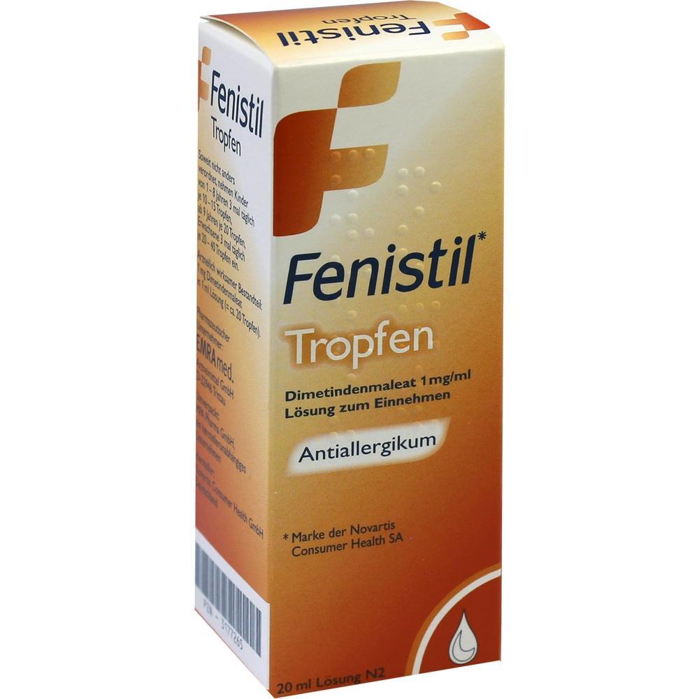 Verpackung eines Medikaments gegen Allergien namens Fenistil Tropfen.