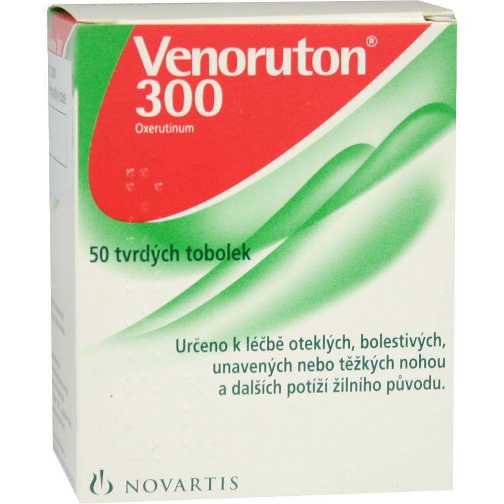 Eine Schachtel mit der Aufschrift "Venoruton 300" und Beschreibung auf Tschechisch.