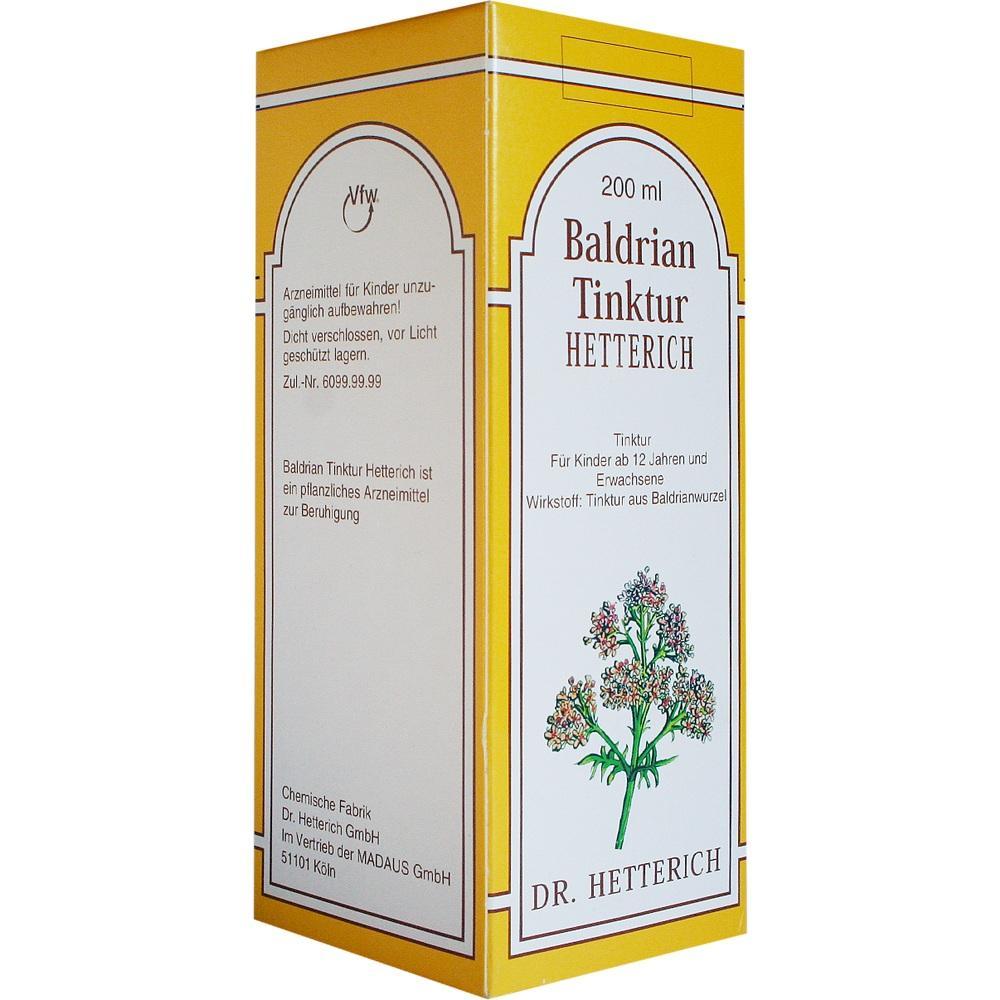 Gelbe Verpackung von Baldrian-Tinktur zur Beruhigung.