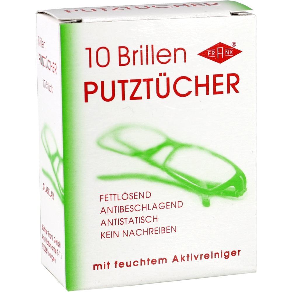 Wei&szlig;e Verpackung mit rotem Text f&uuml;r Brillenputzt&uuml;cher.