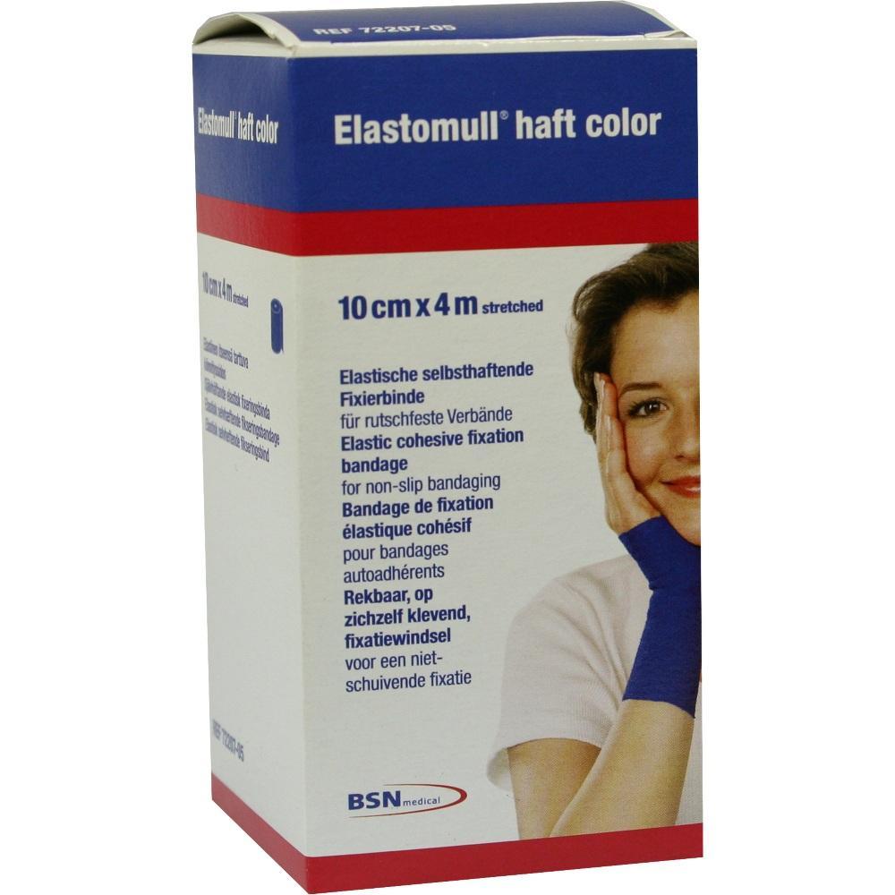 Eine Box mit elastischen, selbsthaftenden Fixierbinden in Blau.