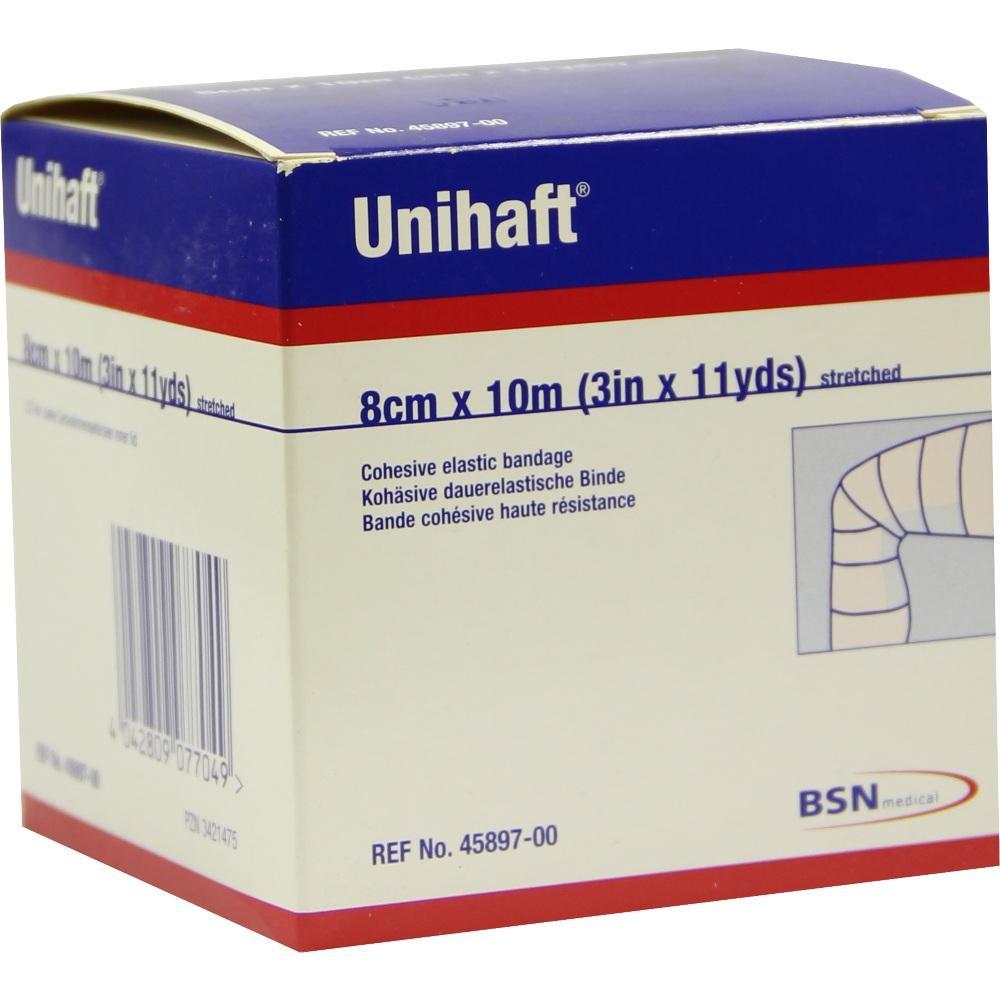 Ein Karton mit einer kohäsiven elastischen Binde namens "Unihaft".