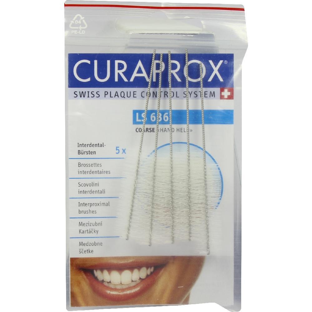 Verpackung mit f&uuml;nf Zahnb&uuml;rsten f&uuml;r die Zahnzwischenr&auml;ume.