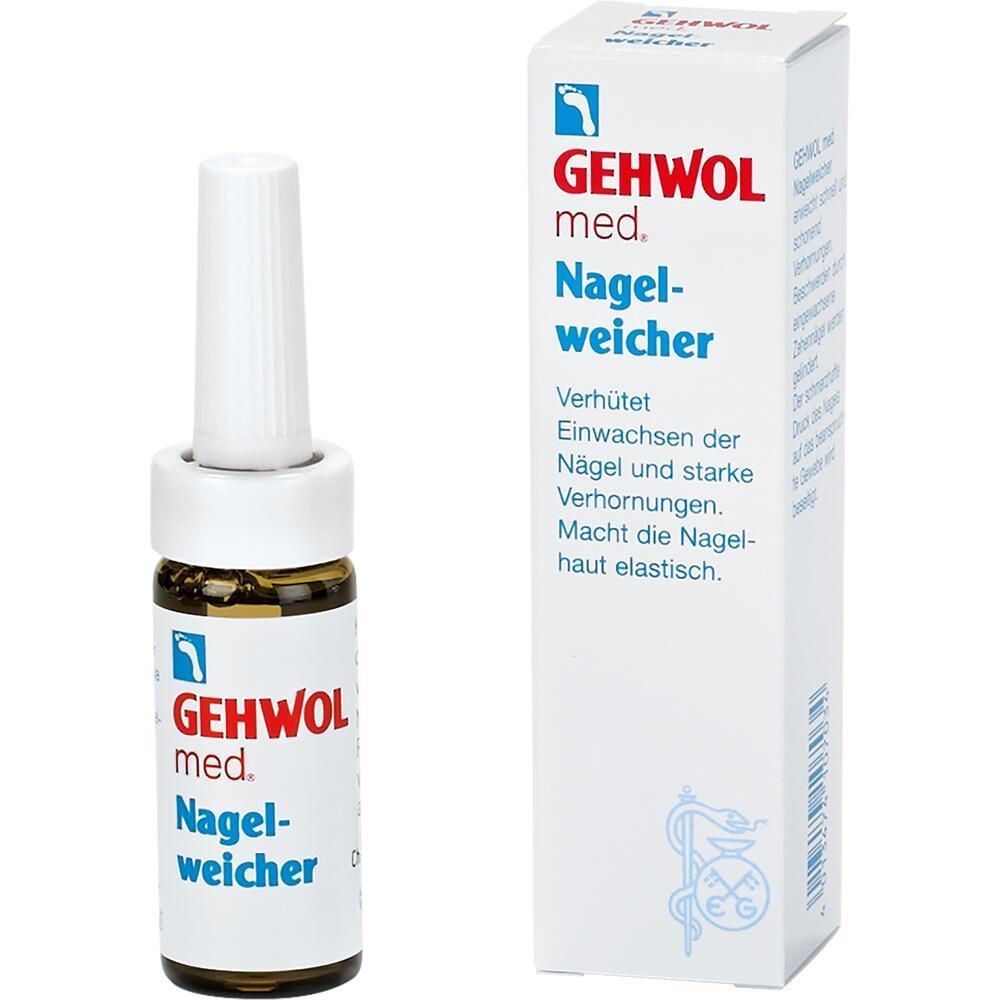 Flasche und Packung des Gehwol Nagelweichers zur Nagelpflege.
