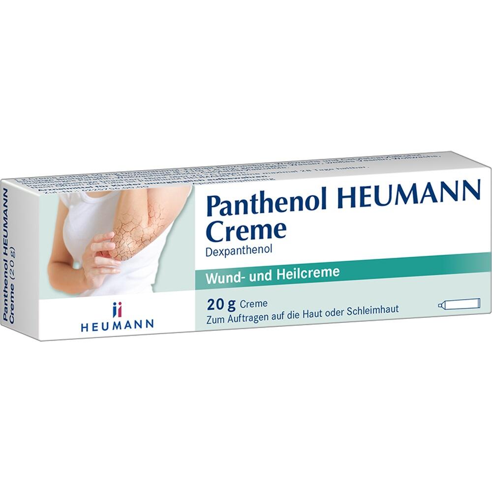 Verpackung einer Wund- und Heilsalbe mit 20g Panthenol Heumann Creme.